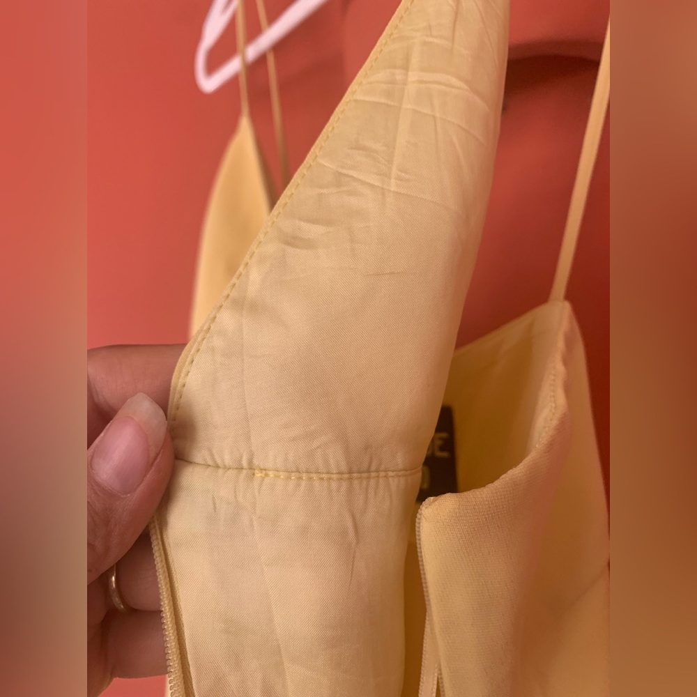 MOSCHINO BOUTIQUE Pastel Yellow Baby Doll Midi Asymmetrical Dress size 6 - Picture 8 of 13